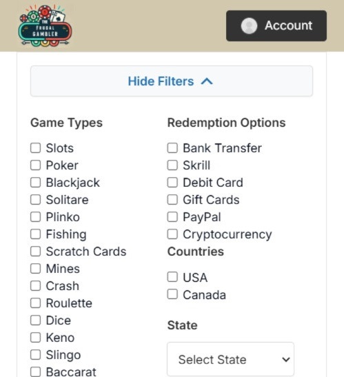 Frugal Gambler Site Update 1.1